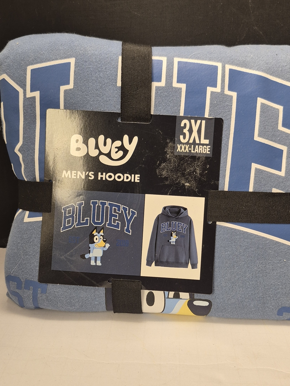 Bluey Men's Hoodie - Light Blue with Navy Graphic - 3XL